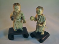 Pareja figuras japonesas de Marfil, siglo XIX